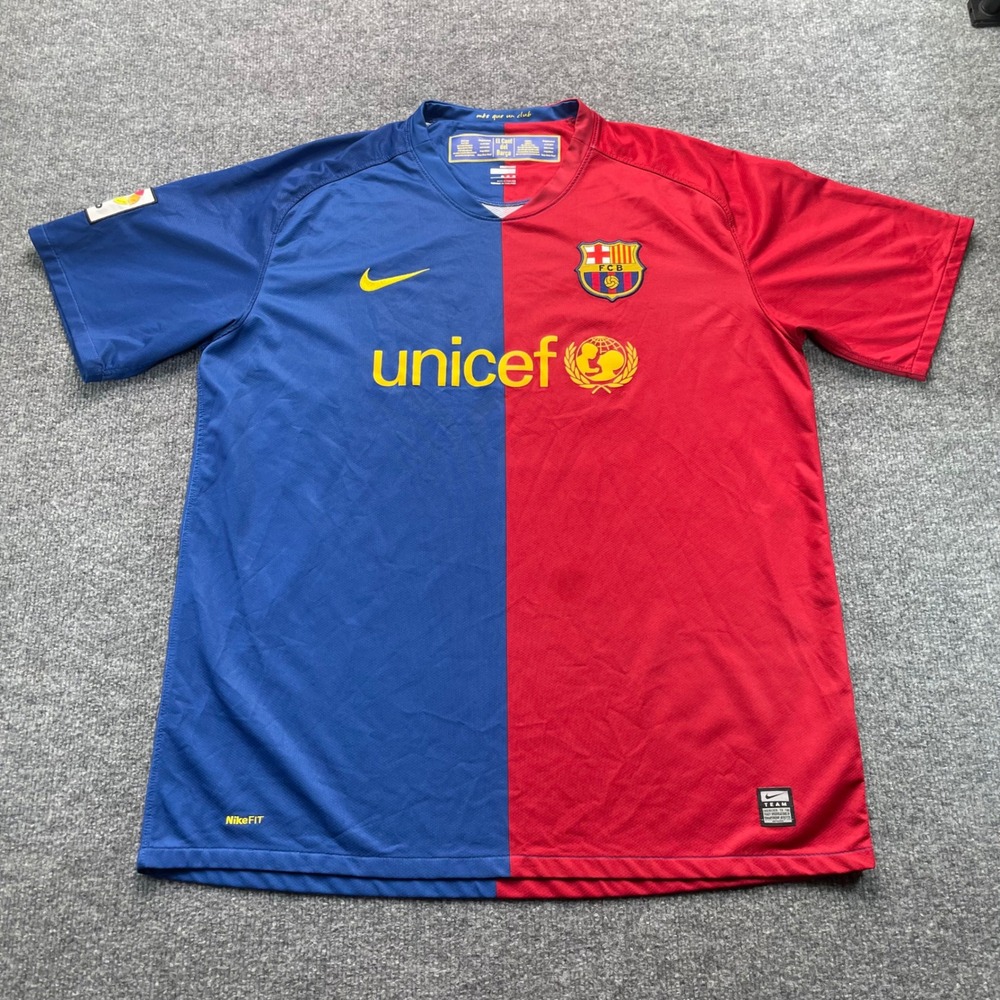 Nike FC Barcelona Jersey Men's XL Blue Red 2008-09 Home Unicef